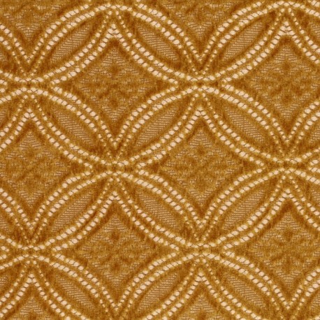 Tissu Dentelle Chenillée Moutarde 