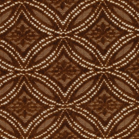 Tissu Dentelle Chenillée Marron 