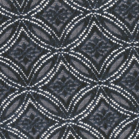 Tissu Dentelle Chenillée Bleu