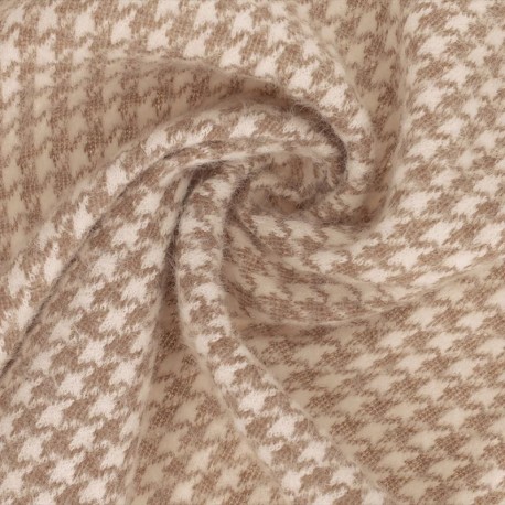 Tissu Maille Pied de Poule Beige 