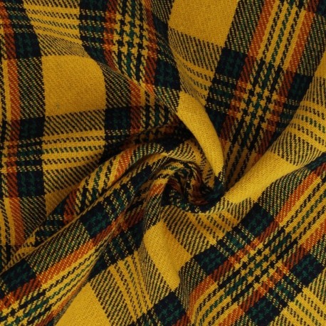 Tissu Jacquard Ecossais Jaune et vert