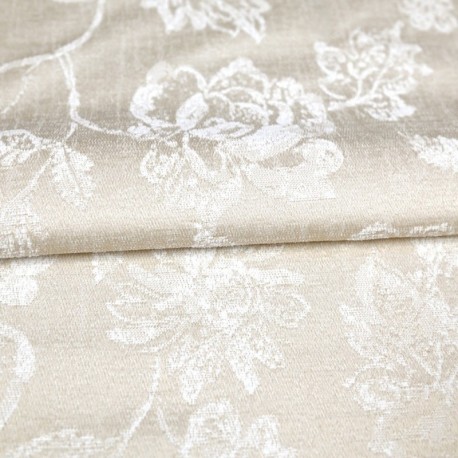 Tissu Jacquard Floral Floro Coloris Lin