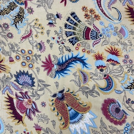 Tissu Taj Mahal Imprimé Esprit Blockprint Beige 