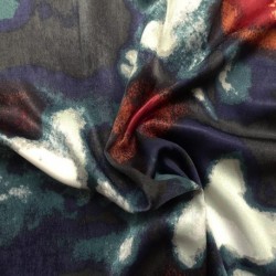 Tissu Satin Touché Velours Imprimé Bleu vert