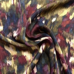 Tissu Satin Touché Velours Imprimé Bleu prune