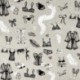 Tissu Resille Toile Imprime Noir et Blanc