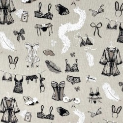 Tissu Resille Toile Imprime Noir et Blanc